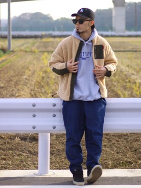 「Leyline（レイライン）のアイテム（ブルゾン）」を使った、halさん（メンズ・175cm）の冬コーディネート