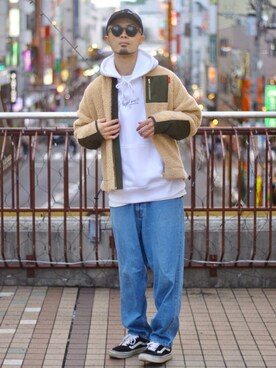 「Leyline（レイライン）のアイテム（ブルゾン）」を使った、halさん（メンズ・175cm）の冬コーディネート