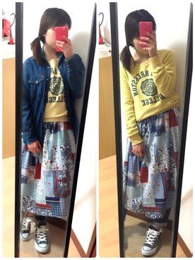 「Lee（リー）のアイテム（シャツ/ブラウス）」を使った、✩Ｋｉｉさん（レディース・154cm）の春コーディネート
