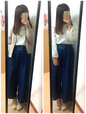 「花柄トップス」｜「アイテム（ジャケット/アウター）」を使った、✩Ｋｉｉさん（レディース・154cm）の秋コーディネート