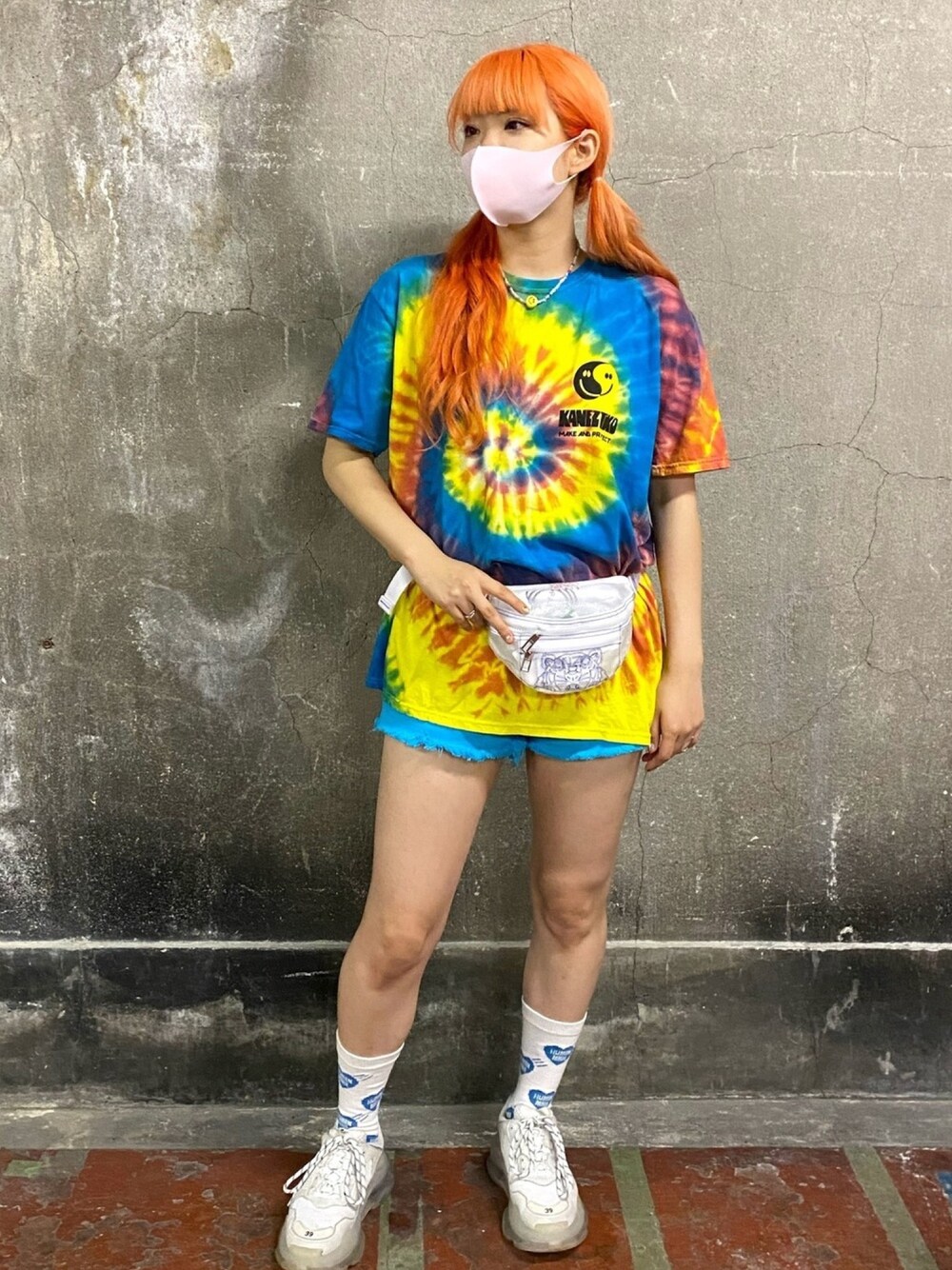 レインボー様②C6264 AmericanaスリットTシャツコーデ レインボー様②C6264 AmericanaスリットTシャツコーデ リメイク