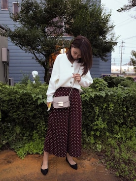 「GU（ジーユー）のアイテム（カーディガン/ボレロ、ホワイト系）」を使った、ayako☺︎さん（レディース・167cm）の秋コーディネート