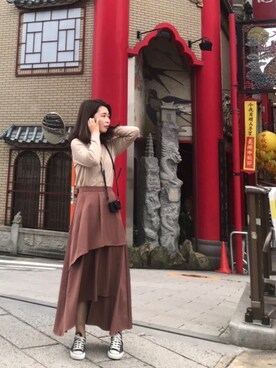 「AMERICAN HOLIC（アメリカンホリック）のアイテム（トップス、ベージュ系）」を使った、ayako☺︎さん（レディース・167cm）の秋コーディネート