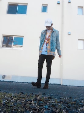 「NIRVANA」｜「アイテム（デニムジャケット）」を使った、✯yuga✯さん（メンズ・174cm）の冬コーディネート