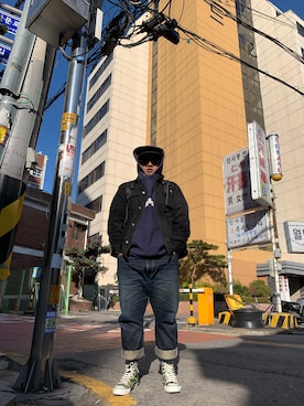 「POINTER BRAND（ポインターブランド）のアイテム（デニムジャケット）」を使った、lalanさん（メンズ・172cm）の春コーディネート