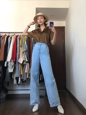 「通勤穿搭」｜「アイテム（サンダル）」を使った、鹿大恩さん（レディース・170cm）の夏コーディネート