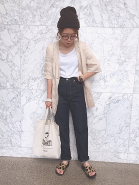 「BLACK BY MOUSSY（ブラックバイマウジー）のアイテム（その他アウター）」を使った、maicoさん（レディース・154cm）の夏コーディネート