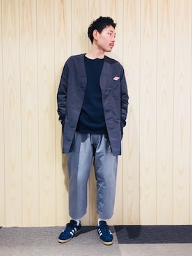 「アイテム（ニット/セーター、ブルー系）」を使った、ドイさん（メンズ・178cm）の春コーディネート