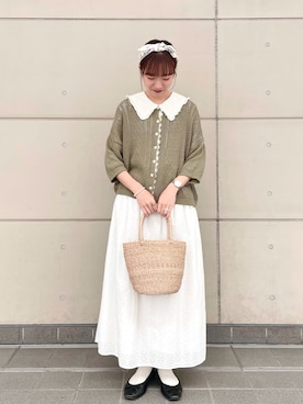 「襟付きトップス」｜「アイテム（財布/小物）」を使った、kanaさん（レディース・161cm）の夏コーディネート