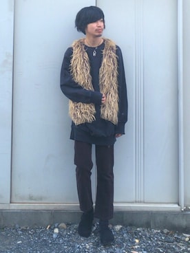 「N.HOOLYWOOD」｜「アイテム（スウェット）」を使った、ヨーヘイさん（メンズ・175cm）の秋コーディネート