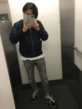 「JOURNAL STANDARD（ジャーナルスタンダード）のアイテム（MA-1）」を使った、少佐さん（メンズ・165cm）の秋コーディネート