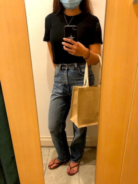 「Tシャツ×デニム」｜「アイテム（ビーチサンダル）」を使った、y_1028_さん（レディース・154cm）の夏コーディネート