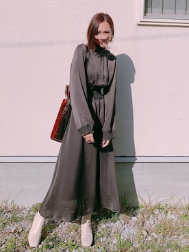 「アイテム（おもちゃ、ブラック系）」を使った、あみぃさん（レディース・161cm）の春コーディネート