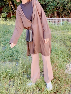 「RETRO GIRL（レトロガール）のセミフレアパンツ（その他パンツ）」を使った、あみぃさん（レディース・161cm）の春コーディネート