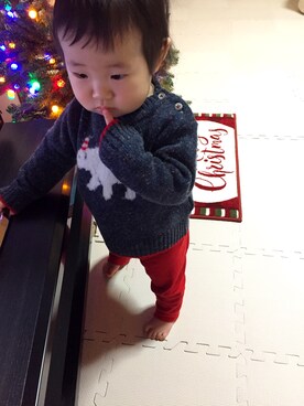 「sense of wonder（センスオブワンダー）のアイテム（ニット/セーター）」を使った、akariiiさん（キッズ・70cm）の冬コーディネート