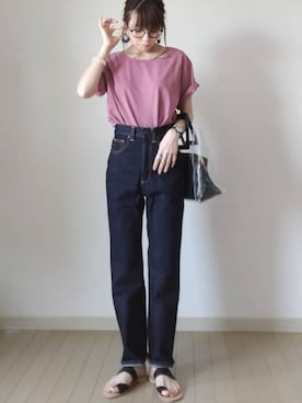 「ハイウエストストレートジーンズ」｜akoさん（レディース・155cm）の夏コーディネート