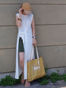 「Sinfu（シンフ）のアイテム」を使った、akoさん（レディース・155cm）の夏コーディネート