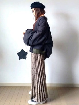 「Re:EDIT（リエディ）のアイテム（帽子）」を使った、akoさん（レディース・155cm）の秋コーディネート