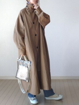 「PUBLUX（パブリュクス）のアイテム（トレンチコート）」を使った、akoさん（レディース・155cm）の秋コーディネート