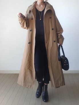 「PUBLUX（パブリュクス）のアイテム（トレンチコート）」を使った、akoさん（レディース・155cm）の秋コーディネート