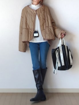 「ノーカラージャケット」｜akoさん（レディース・155cm）の秋コーディネート