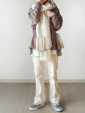 「VANS（バンズ）のVANS ヴァンズ OLD SKOOL DX オールドスクール V36CL+ CALM BREEN（スニーカー）」を使った、akoさん（レディース・155cm）の冬コーディネート