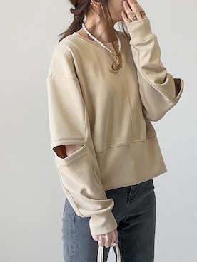 「rectangle（レクタングル）のエルボースリットプルオーバー（Tシャツ/カットソー）」を使った、akoさん（レディース・155cm）の春コーディネート