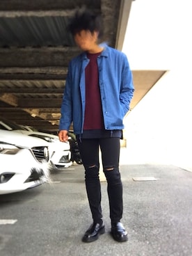 「デニムコーチジャケット」｜「アイテム（デニムジャケット）」を使った、S🤐さん（メンズ・172cm）の春コーディネート