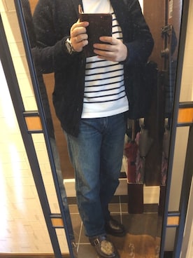 「Daniel & Bob（ダニエル&ボブ）のアイテム（トートバッグ）」を使った、UN-SHYさん（メンズ・179cm）の秋コーディネート