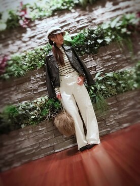 「DRWCYS（ドロシーズ）のアイテム（ライダースジャケット）」を使った、キャサさん（レディース・158cm）の冬コーディネート