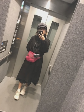 「ZARA（ザラ）のアイテム（ジャケット/アウター、ブラック系）」を使った、Lilyさん（レディース・163cm）の冬コーディネート
