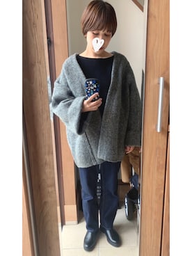 「select MOCA（セレクトモカ）のアイテム（ノーカラーコート）」を使った、Takamiiiiiさん（レディース・158cm）の冬コーディネート
