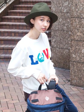「LOVE」｜「アイテム（帽子）」を使った、ALDIESSTAFFさん（レディース・164cm）の冬コーディネート