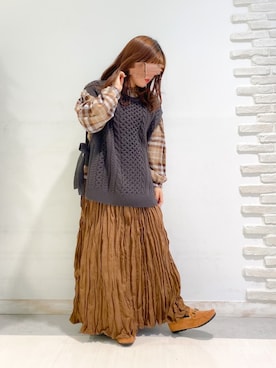 「Samansa Mos2 blue（サマンサモスモスブルー）のアイテム（モカシン/デッキシューズ）」を使った、せとさん（レディース・152cm）の冬コーディネート