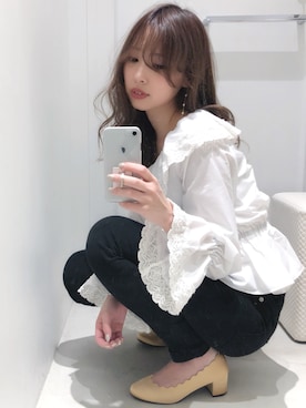 「one after another NICE CLAUP（ワンアフターアナザーナイスクラップ）のアイテム（パンプス）」を使った、miya【骨格ウェーブ/イエベ春】さん（レディース・160cm）の冬コーディネート