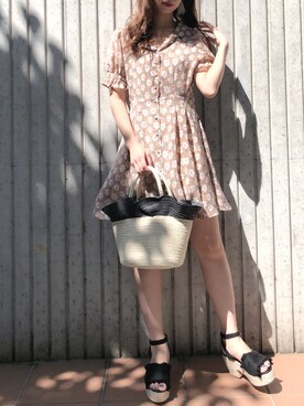 「アイテム（かごバッグ）」を使った、miya【骨格ウェーブ/イエベ春】さん（レディース・160cm）の春コーディネート