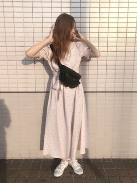 「アイテム（ボディバッグ/ウエストポーチ）」を使った、miya【骨格ウェーブ/イエベ春】さん（レディース・160cm）の夏コーディネート