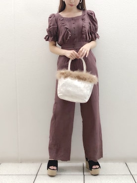 「nice claup」｜「アイテム（サロペット/オーバーオール）」を使った、miya【骨格ウェーブ/イエベ春】さん（レディース・160cm）の夏コーディネート