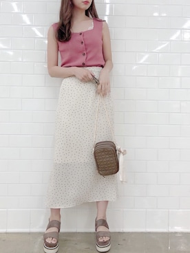 「ニットビスチェ」｜miya【骨格ウェーブ/イエベ春】さん（レディース・160cm）の夏コーディネート