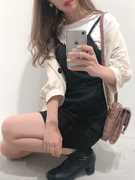 「nice claup」｜「アイテム（ジャンパースカート）」を使った、miya【骨格ウェーブ/イエベ春】さん（レディース・160cm）の夏コーディネート