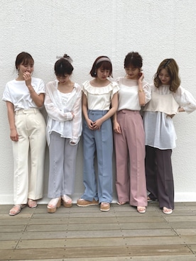 「スラックスパンツ」｜miya【骨格ウェーブ/イエベ春】さん（レディース・160cm）の夏コーディネート