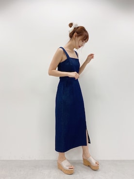 「one after another NICE CLAUP（ワンアフターアナザーナイスクラップ）のアイテム（ジャンパースカート）」を使った、miya【骨格ウェーブ/イエベ春】さん（レディース・160cm）の夏コーディネート