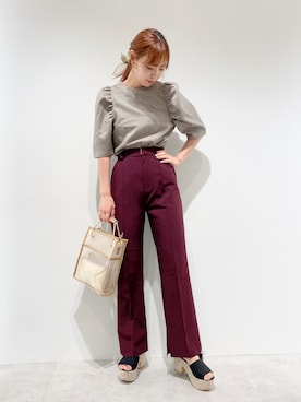 「アイテム（トップス、ブラウン系）」を使った、miya【骨格ウェーブ/イエベ春】さん（レディース・160cm）の夏コーディネート