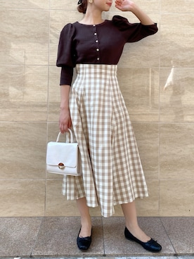 「one after another NICE CLAUP（ワンアフターアナザーナイスクラップ）のアイテム（バレエシューズ、ゴールド系）」を使った、miya【骨格ウェーブ/イエベ春】さん（レディース・160cm）の夏コーディネート