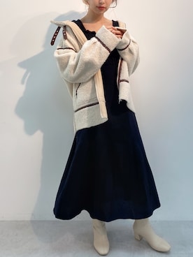 「アイテム（ムートンコート）」を使った、miya【骨格ウェーブ/イエベ春】さん（レディース・160cm）の秋コーディネート