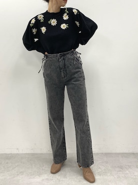 「刺繍ニット」｜miya【骨格ウェーブ/イエベ春】さん（レディース・160cm）の秋コーディネート