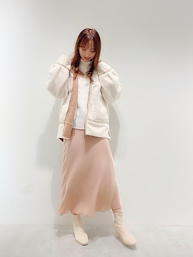 「アイテム（ムートンコート）」を使った、miya【骨格ウェーブ/イエベ春】さん（レディース・160cm）の秋コーディネート