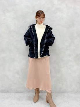 「アイテム（ムートンコート）」を使った、miya【骨格ウェーブ/イエベ春】さん（レディース・160cm）の秋コーディネート