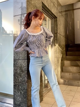 「ギンガムチェックシャツ」｜miya【骨格ウェーブ/イエベ春】さん（レディース・160cm）の冬コーディネート