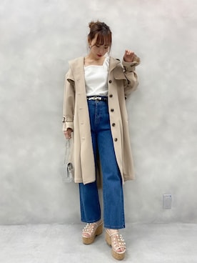 「トレンチ」｜「アイテム（その他アウター）」を使った、miya【骨格ウェーブ/イエベ春】さん（レディース・160cm）の冬コーディネート